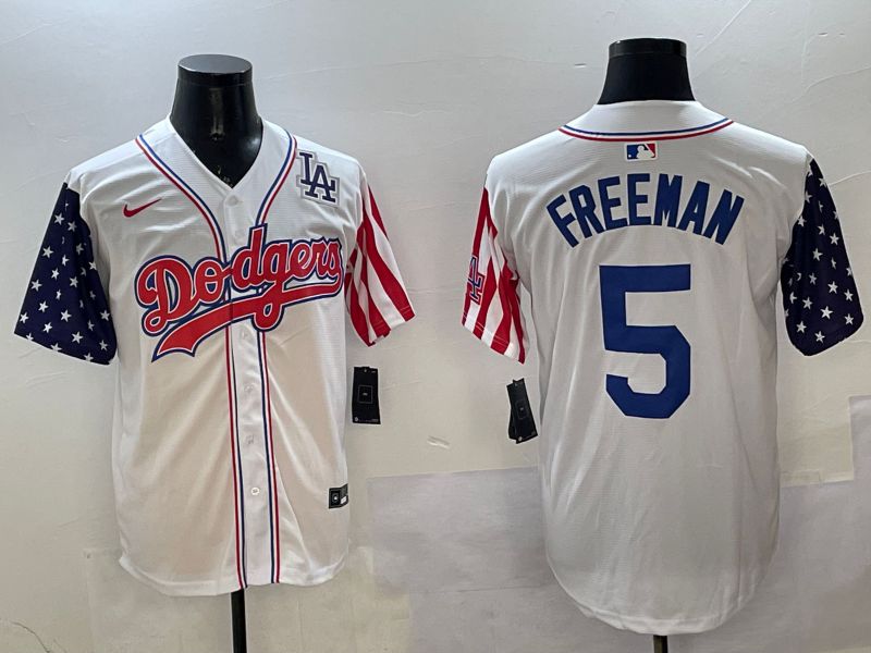 Men Los Angeles Dodgers #5 Freeman White a generation of national flags Joint name 2025 Nike MLB Jersey style 7->los angeles dodgers->MLB Jersey
